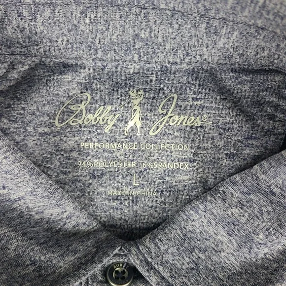Bobby Jones Polo Shirt Mens Large Blue Striped Performance‎ Collection EC - Picture 7 of 13